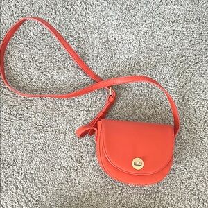 Orange Leather Crossbody Bag